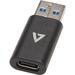 V7 USB A Male to USB-C Female USB 3.2 Gen2 10 Gbps Black - USB 3.0 Type A Male - 1 x Type C USB 3.2 (Gen 1) USB Female - Black