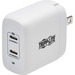 Tripp Lite USB C Wall Charger Dual-Port Compact 40W PD Charging GaN White - 120 V AC, 230 V AC Input - 5 V/3 A, 9 V, 12 V Output - White