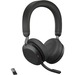 Jabra Evolve2 75 Wireless On-ear Stereo Headset - USB-A - Unified Communication - With Charging Stand - Black - Binaural - Ear-cup - 3000 cm - Bluetooth - 20 Hz to 20 kHz - MEMS Technology Microphone - Noise Cancelling - Stereo - USB Type A - Wireless - B