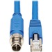 Eaton Tripp Lite Series M12 X-Code Cat6a 10G F/UTP CMR-LP Shielded Ethernet Cable (M12 M/RJ45 M), IP68, PoE, Blue, 5 m (16.4 ft.), TAA - 16.40 ft Category 6a Network Cable for Network Device, Controller, Switch, PoE Device, Surveillance Camera, IP Phone, 