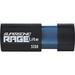 Patriot Memory Supersonic Rage Lite USB 3.2 Gen 1 Flash Drives - 32GB - 32 GB - USB 3.2 (Gen 1) - 120 MB/s Read Speed - Black, Blue - 3 Year Warranty - 1 / Pack