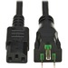 Eaton Tripp Lite Series Safe-IT Antibacterial Hospital-Grade Power Cord, 5-15P to C13 - Green Dot, 13A, 125V, 16 AWG, Black, 6 ft. (1.8 m) - For Mobile Cart, Computer, Printer, Monitor, HDTV, UPS, PDU, Scanner, PC - 125 V AC13 A - Black - 6 ft Cord Length
