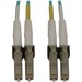 Eaton Tripp Lite Series 400G Multimode 50/125 OM3 Switchable Fiber Optic Cable (Duplex LC-PC M/M), LSZH, Aqua, 1 m (3.3 ft.) - 3.28 ft Fiber Optic Network Cable for Switch, Patch Panel, Network Device - First End: 2 x LC/PC Network - Male - Second End: 2 