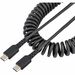StarTech.com 3ft (1m) USB C Charging Cable, Coiled Heavy Duty Fast Charge & Sync USB-C Cable, High Quality USB 2.0 Type-C Cable, Black - 3.3ft (1m) Coiled USB C to USB C charging cable with aramid fiber for increased tensile strength - Durable High qualit