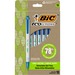 BIC Ecolutions Clic Stic Blue Ballpoint Pens, Medium Point (1.0 mm), 10-Count Pack, Retractable Ball Point Pens Made from 78% Recycled Plastic - Medium Pen Point - 1 mm Pen Point Size - Retractable - Blue - Semi Clear Barrel - 10 Pack