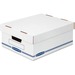 Bankers Box Organizers Storage Boxes - External Dimensions: 16.5" Depth x 6.5" Height - Medium Duty - Single/Double Wall - Stackable - White, Blue - For Storage - Recycled - 1 Each