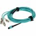 AddOn Fiber Optic Fanout Network Cable - 13.12 ft Fiber Optic Network Cable for Network Device - First End: 4 x LC Network - Female - Second End: 1 x MPO-12 Network - Male - Fan-out Cable - OFNR, Plenum - 50/125 µm - Aqua - 1.0