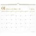 Cambridge Workstyle Monthly Wall Calendar - Medium Size - 12 Month - January 2024 - December 2024 - 1 Month Single Page Layout - Twin Wire - White, Gray, Gold - 15" Height x 12" Width - Bilingual, Unruled Daily Block, Planning Space, Holiday Listing, Hanging Loop - 1 Each