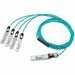 Approved Networks 40G QSFP+ AOC Cable (QSFP+ to 4 x SFP+) Breakout - 16.40 ft Fiber Optic Network Cable for Network Device - First End: 1 x QSFP+ Network - Second End: 4 x SFP+ Network - 425 Gbit/s - LSZH - Aqua