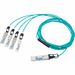 Approved Networks 40G QSFP+ AOC Cable (QSFP+ to 4 x SFP+) Breakout - 22.97 ft Fiber Optic Network Cable for Network Device - First End: 1 x QSFP+ Network - Second End: 4 x SFP+ Network - 425 Gbit/s - LSZH - Aqua