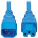 Eaton Tripp Lite Series Power Cord C14 to C15 - Heavy-Duty, 15A, 250V, 14 AWG, 10 ft. (3.1 m), Blue - Power Cable For Network Switch, Server, PDU, UPS, Power Supply, Network Device, PoE Switch - 120 V AC, 230 V AC15 A - Blue - 10 ft Cord Length - North Am