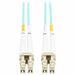 Eaton Tripp Lite Series 10Gb Duplex Multimode 50/125 OM3 OFNP Fiber Patch Cable (LC/LC) - Aqua, 2 m (6.6 ft.), TAA - 6.56 ft Fiber Optic Network Cable for Network Device, Vertical Cavity Surface Emitting Laser (VCSEL), LED, Switch, Patch Panel - First End