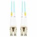 Eaton Tripp Lite Series 10Gb Duplex Multimode 50/125 OM3 OFNP Fiber Patch Cable (LC/LC) - Aqua, 10 m (32.8 ft.), TAA - 32.81 ft Fiber Optic Network Cable for Network Device, Vertical Cavity Surface Emitting Laser (VCSEL), LED, Switch, Patch Panel - First 