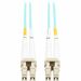 Eaton Tripp Lite Series 10Gb Duplex Multimode 50/125 OM3 OFNP Fiber Patch Cable (LC/LC) - Aqua, 5 m (16.4 ft.), TAA - 16.40 ft Fiber Optic Network Cable for Network Device, Vertical Cavity Surface Emitting Laser (VCSEL), LED, Switch, Patch Panel - First E