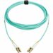 Eaton Tripp Lite Series 10Gb/40Gb/100Gb Duplex Multimode 50/125 OM4 LSZH Fiber Patch Cable (LC/LC), Aqua, 5M (16.4 ft.), TAA - 16.40 ft Fiber Optic Network Cable for Network Device, Vertical Cavity Surface Emitting Laser (VCSEL), LED - First End: 2 x LC N