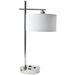 Dainolite 1LT Incandescent Table Lamp w/USB Port, SC - 1 x 100 W Incandescent, LED Bulb - White, Satin Chrome - USB Charging, Dimmable - Metal, Fabric - Table Top, Desk Mountable - White - for Living Room, Bedroom, Office, Commercial, Table, Desk