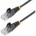 StarTech.com 5ft Black Slim CAT6 Ethernet Cable, Slim Snagless RJ45, UTP, LSZH, 28AWG Bare Copper, Slim Network Patch Cord, Fluke Tested - Slim UTP Cat6 Cable supports 1Gbps and 90W PoE; Ideal for crowded installations; 36% slimmer for improved airflow; L