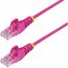 StarTech.com 25ft Pink Slim CAT6 Ethernet Cable, Slim Snagless RJ45, UTP, LSZH, 28AWG Bare Copper, Slim Network Patch Cord, Fluke Tested - Slim UTP Cat6 Cable supports 1Gbps and 90W PoE; Ideal for crowded installations; 36% slimmer for improved airflow; L