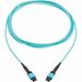 Eaton Tripp Lite Series 100G Multimode 50/125 OM4 Fiber Optic Cable (12F MPO/MPO-PC F/F), Type-A Polarity, OFNP, Aqua, 3 m (9.8 ft.), TAA - 9.84 ft Fiber Optic Network Cable for Network Device, Switch, Patch Panel - First End: 1 x MPO Network - Female - S