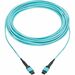 Eaton Tripp Lite Series 100G Multimode 50/125 OM4 Fiber Optic Cable (12F MPO/MPO-PC F/F), Type-B Polarity, OFNP, Aqua, 10 m (32.8 ft.), TAA - 32.81 ft Fiber Optic Network Cable for Network Device, Switch, Patch Panel - First End: 1 x MPO Network - Female 