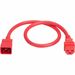 Eaton Tripp Lite Series Power Cord, C20 to C21 - Heavy-Duty, 20A, 250V, 12 AWG, 2 ft. (0.6 m), Red - For Network Switch, PDU, UPS, Switch, Server, Network Device, Rack, Blade Server, Router - 12 Gauge - 250 V AC / 20 A - Red - 2 ft Cord Length - IEC 60320