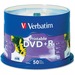 Verbatim DVD+R 4.7GB 16X White Inkjet Printable with Branded Hub - 50pk Spindle - Inkjet Printable