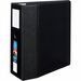 Avery Heavy-Duty Binders with One Touch EZD Rings & Label Holder - 5" Binder Capacity - Letter - 8 1/2" x 11" Sheet Size - 1050 Sheet Capacity - Ring Fastener(s) - 4 Internal Pocket(s) - Polypropylene - Black - Label Holder, Pocket, One Touch Ring, Heavy Duty, Long Lasting, Tear Resistant, Split Resistant - 1 Each