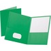 Oxford Letter Recycled Pocket Folder - 8 1/2" x 11" - 100 Sheet Capacity - 2 Internal Pocket(s) - Leatherette - Light Green - 10% Recycled - 25 / Box