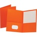 Oxford Letter Recycled Pocket Folder - 8 1/2" x 11" - 100 Sheet Capacity - 2 Internal Pocket(s) - Leatherette - Orange - 10% Recycled - 25 / Box