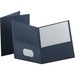 Oxford Letter Recycled Pocket Folder - 8 1/2" x 11" - 100 Sheet Capacity - 2 Internal Pocket(s) - Leatherette - Dark Blue - 10% Recycled - 25 / Box