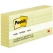Post-it Lined Notes - 600 x Canary Yellow - 3" x 3" - Square - 100 Sheets per Pad - Ruled - Yellow - Paper - Self-adhesive, Repositionable, Removable - 6 / Pack