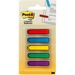 Post-it Arrow Flags in On-the-Go Dispenser - Bright Colors - 20 x Blue, 20 x Green, 20 x Purple, 20 x Red, 20 x Yellow - 1/2" x 1 3/4" - Arrow, Rectangle - Unruled - Red, Purple, Green, Blue, Yellow, Assorted - Removable, Self-adhesive - 100 / Pack