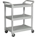 Rubbermaid Commercial 3-Shelf Utility Service Cart - 3 Shelf - 200 lb Capacity - 4" Caster Size - Plastic - x 33.6" Width x 18.6" Depth x 37.8" Height - Platinum - 1 Each