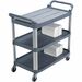 Rubbermaid Commercial 3-Shelf Mobile Utility Cart - 3 Shelf - 300 lb Capacity - 4" Caster Size - Aluminum - x 40.6" Width x 20" Depth x 37.8" Height - Aluminum Frame - Gray - 1 Each