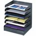 Safco Slanted Shelves Steel Desk Tray Sorter - 6 Tier(s) - Desktop - Durable - Powder Coated - Black - Steel - 1 Each