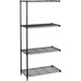 Safco Industrial Wire Shelving Add-On Unit - 36" x 18" x 72" - 4 x Shelf(ves) - Leveling Glide, Adjustable Leveler, Adjustable Feet, Dust Proof - Black - Powder Coated - Steel - Assembly Required
