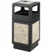 Safco Plastic/Stone Aggregate Receptacles - 38 gal Capacity - Square - 39.3" Height x 18.3" Width x 18.3" Depth - Polyethylene, Stainless Steel - Black - 1 Each