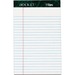 TOPS Docket Letr - Trim White Legal Pads - Jr.Legal - 50 Sheets - Double Stitched - 0.28" Ruled - 16 lb Basis Weight - Jr.Legal - 5" x 8" - White Paper - Marble Green Binding - Perforated, Sturdy Back, Easy Tear, Heavyweight, Resist Bleed-through - 12 / Pack
