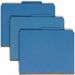 Smead SafeSHIELD 2/5 Tab Cut Letter Recycled Classification Folder - 8 1/2" x 11" - 2" Expansion - 2 x 2S Fastener(s) - 2" Fastener Capacity for Folder - Top Tab Location - Right of Center Tab Position - 2 Divider(s) - Pressboard - Dark Blue - 100% Recycled - 10 / Box