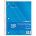 Sparco Quality Wirebound Wide Ruled Notebooks - 180 Sheets - Wire Bound - Wide Ruled - Unruled - 16 lb Basis Weight - 8" x 10 1/2" - Bright White Paper - Assorted Cover - Chipboard Cover - Resist Bleed-through, Stiff-back, Subject, Stiff-cover - 1 Each