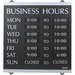 Headline Century Business Hours Sign - 1 Each - English - Business Hour Print/Message - 13" (330.20 mm) Width x 14" (355.60 mm) Height - Silver Print/Message Color - Customizable Time - Plastic - Indoor - Black