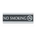 U.S. Stamp & Sign Century Series No Smoking Sign - 1 Each - English - No Smoking Print/Message - 9" (228.60 mm) Width x 3" (76.20 mm) Height - Silver Print/Message Color - Door, Wall Mountable - Mounting Hardware - Indoor, Outdoor - Black, Silver