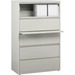 Lorell Fortress Series Lateral File w/Roll-out Posting Shelf - 36" x 18.6" x 67.7" - 5 x Drawer(s) for File - Legal, Letter, A4 - Lateral - Rust Proof, Leveling Glide, Interlocking, Ball-bearing Suspension, Label Holder - Light Gray - Baked Enamel - Steel