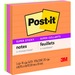 Post-it Super Sticky Lined Notes - 4" x 4" - Square - Ruled - Ultra Assorted - Self-adhesive - 3 / Pack