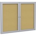 Ghent 2-Door Enclosed Bulletin Board - 36" (914.40 mm) Height x 60" (1524 mm) Width - Cork Surface - Shatter Resistant, Self-healing - Satin Aluminum Frame - 1 Each