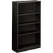 HON Brigade Steel Bookcase | 4 Shelves | 34-1/2"W | Black Finish - 59" Height x 34.5" Width x 12.6" Depth - Adjustable Shelf, Reinforced, Welded, Durable, Compact - Steel - 1 Each