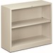HON Brigade Steel Bookcase | 2 Shelves | 34-1/2"W | Light Gray Finish - 29" Height x 34.5" Width x 12.6" Depth - Adjustable Shelf, Reinforced, Welded, Durable, Compact - Steel