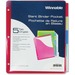 Winnable 5-Tab Slant Binder Pocket - 100 x Sheet Capacity - For Letter 8 1/2" x 11" Sheet - Ring Binder - Rectangular - Clear, Blue, Red, Green, Yellow - Polypropylene - 5 / Pack