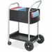 Safco Scoot Mail Cart - 2 Shelf - 136.08 kg Capacity - 4 Casters - 3" (76.20 mm), 8" (203.20 mm) Caster Size - Steel - x 22" Width x 27" Depth x 40.5" Height - Black, Silver - 1 Each
