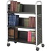 Safco Scoot Single Sided Book Cart - 3 Shelf - 4 Casters - 3" (76.20 mm) Caster Size - Steel - x 33" Width x 14.3" Depth x 44.3" Height - Black, Silver - 1 Each
